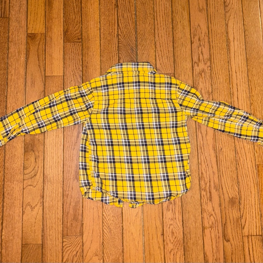 Yellow Plaid Button-Down Flannel Shirt, Kid’s 4T - Picture 4 of 4